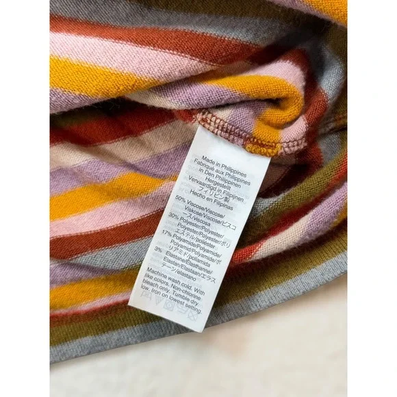 Madewell Womens Multi Color Striped Scoop Neck Puff Sleeve Knit Top Large - Picture 3 of 3